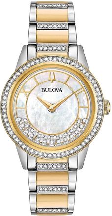 Bulova Womens Crystal Mother Of Pearl Dial Watch