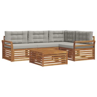 vidaXL Conjunto De Sof&aacute;s De Exterior 5 Pcs Gris Natural Y Claro Vidaxl