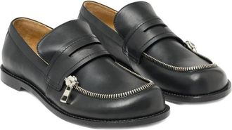 J.W.Anderson Penny loafers met ritsdetail - Dames - Loafers - Zwart - 36 1/2 EU - Leer - Schoenen