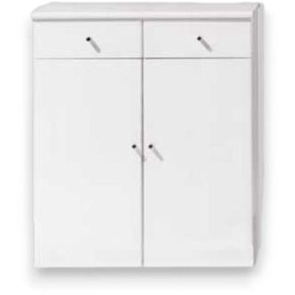 No Brand Mobiletto da bagno in legno laccato bianco con 2 ante e 2 cassetti Dolby