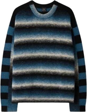 Paul Smith Trui met ronde hals en strepen - Heren - Ronde hals truien - Blauw - S - Wol - Truien & Vesten