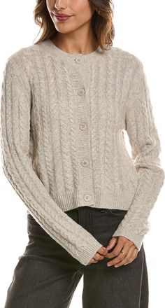 Fort&eacute; Cashmere Cable Crewneck 100% Cashmere Cardigan