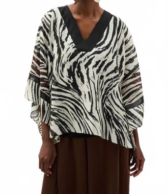 Joseph Ribkoff Animal Print V-Neck Poncho Top In Beige/multi