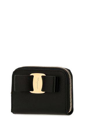 Ferragamo Womens Black Leather Wallet Nero Portafogli