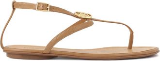 Kazar Lichtbruine monogram flip-flop sandalen - Dames - Sandalen - Bruin - 40 EU - Leer - Schoenen