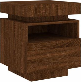 vidaXL Vidaxl - Mesita de noche con luces led marrón roble 40x39x48,5 cm