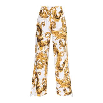 Versace Jeans Couture Sweatpants, female, White, Size: S Printed Cotton-Jersey Sweatpants