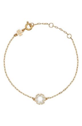 Tory Burch Forget Me Not Hex Bracelet in Tory Gold /Mother Of Pearl at Nordstrom