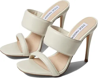 Steve Madden Swan Sandals Womens Bone Leather Slip On Stiletto Heel JOBB800