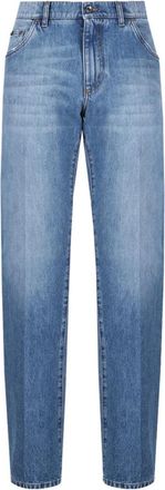 Dolce & Gabbana Mid Rise Rechte jeans - Heren - Jeans - Blauw - Maat: M Katoen