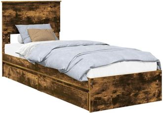 vidaXL Storage Bed with Drawer Smoked Oak 75 x 190 cm Engineered Wood vidaXL