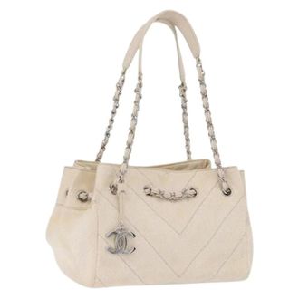 Chanel Pre-owned Vintage Schoudertas - Dames - Pre-owned - Beige - Maat: ONE Size Leer