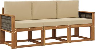 vidaXL Conjunto De Sof&aacute;s De Exterior 3 Uds. Natural Vidaxl
