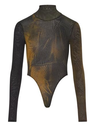 Jean Paul Gaultier open back printed body - Black