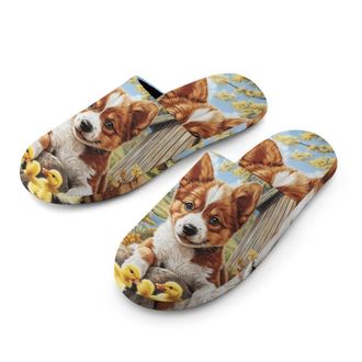 Generic Puppy Dog Yellow Ducklings Mens House Slippers Slip Indoor Slipper On Shoes Warm Outdoor