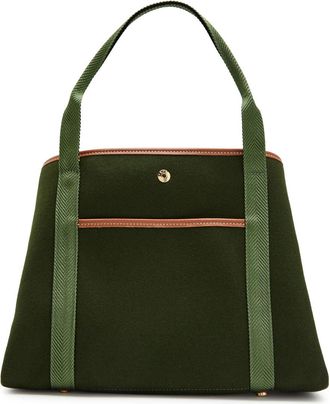 Rue de Verneuil Travers&eacute;e M Pocket Wool Tote bag - Olive - One Size