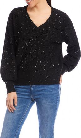 Karen Kane Sequin V-Neck Sweater in Black at Nordstrom, Size X-Small