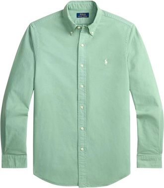 Polo Ralph Lauren Custom Fit Garment-Dyed Oxford Shirt - Heren - Casual Overhemden - Groen - S - Katoen - Overhemden