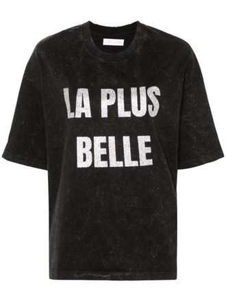 LouLou glitter-print washed T-shirt - Black