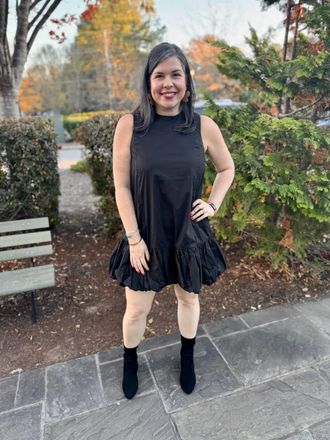 Pinch Design Bubble Hem Mini Dress In Jet Black