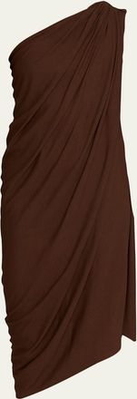 Michael Kors Draped One-Shoulder Jersey Midi Dress