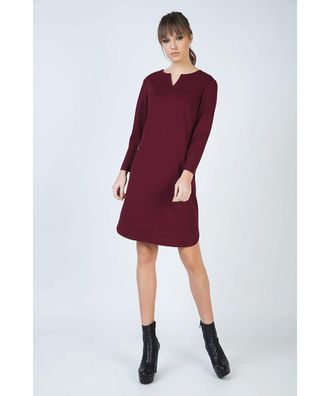 M&oacute;veis Conquista Womens Long Sleeve Sack Dress in Punto di Roma Fabric - Wine - Size EU 38 (Womens)