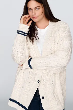 Pilcro Cable-Knit Oversized Cardigan
