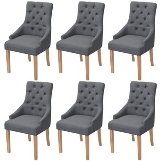vidaXL Vidaxl - Sillas De Comedor 6 Unidades Tela Gris Oscuro