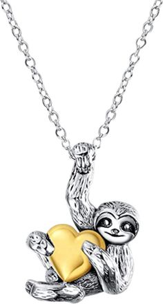 Generic Jewelry Sets for Teenagers Sloth Jewelry Gifts Sterling Silver Sloth Necklace Earings Heart Sloth Jewelry For Women Men Girls Boys Bridal Jewelry Set 
