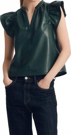 M&eacute;lissa Nepton Faux Leather Venora Top In Forest