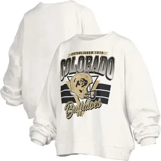 Pressbox Womens Pressbox White Colorado Buffaloes Oversized Janice Retro Waist-Length Pullover Sweatshirt at Nordstrom, Size Xx-Large
