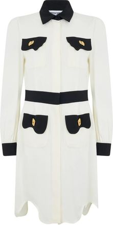 Moschino Asymmetrische jurk met overhemdsnit - Dames - Shirt Kleedjes - Wit - S - Leer - Kleedjes