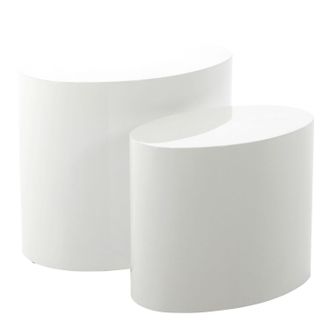 Furniture To Go Mice Oval Coffee Table in White Set of 2