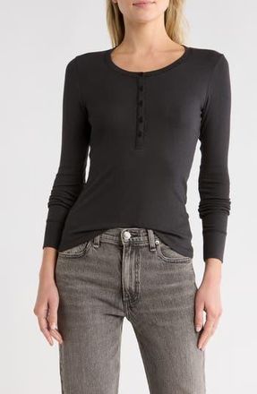 Rag & Bone Essie Rib Henley in Black at Nordstrom Rack, Size Xx-Small