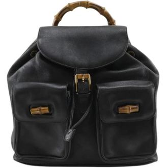 Gucci Pre-owned Bamboo Leather Backpack - - Pre-owned - Donna - Nero - ONE SIZE