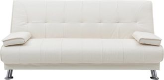 VENTE-UNIQUE.COM Sof&aacute; cama piel sint&eacute;tica 3 plazas blanco 192x91cm