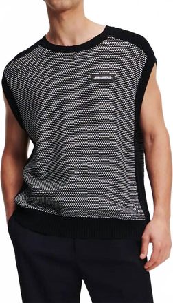 Karl Lagerfeld Mono Logo Knit Vest In Black/white