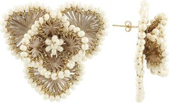 Lott. Gioielli Silk Flower Statement Earrings in Champagne at Nordstrom, Size Large