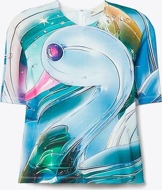 Tory Burch Womens Printed Cotton T-Shirt, size 12