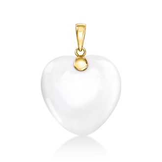 Ross-Simons White Agate Heart Pendant in 10kt Yellow Gold