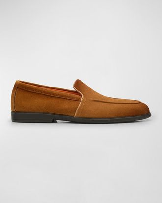 Santoni Mens Malibu Suede Slip-On Sport Loafers