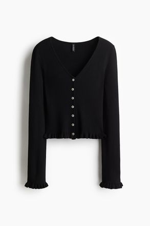 H&M Cardigan mit Volants - Schwarz