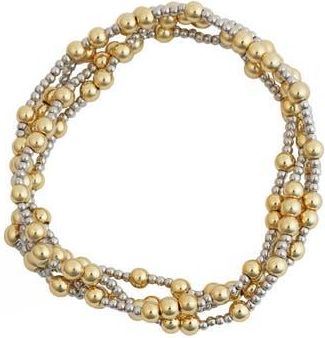 Panacea Set of 2 Two-Tone Beaded Stretch Bracelets in Two Tone at Nordstrom Rack