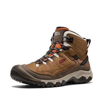 Keen Mens Targhee 4 Mid Height Durable Comfortable Waterproof Hiking Boots, Coyote/Gold Flame, 7
