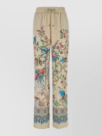 Etro satin trousers floral print wide leg