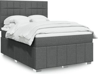 vidaXL Vidaxl - Cama Box Spring Con Colch&oacute;n Tela Gris Oscuro 160x200 Cm