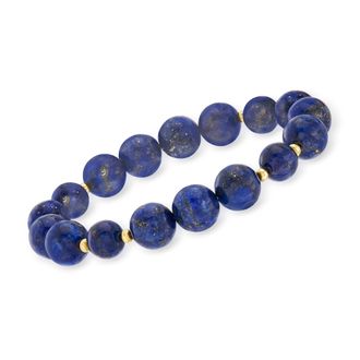 Ross-Simons Lapis Bead Stretch Bracelet With 14kt Yellow Gold