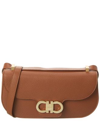 Ferragamo Gancini Double Leather Shoulder Bag