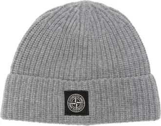 Stone Island Logo-patch Ribbed-knit Beanie Hat