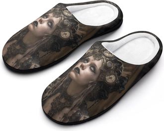 Generic Steampunk Girl1 Funny Mens Cotton Slippers Soft Non-Slip Rubber Sole House Slipper Indoor Outdoor